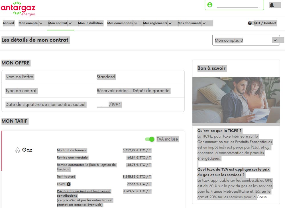 antargaz_capture_interface_compte_client_bareme_standard